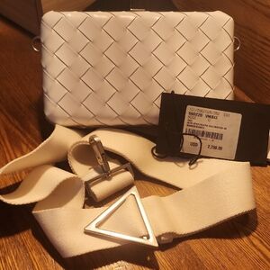 BitWoven Leathet White Crossbody Bag with Removable Strap